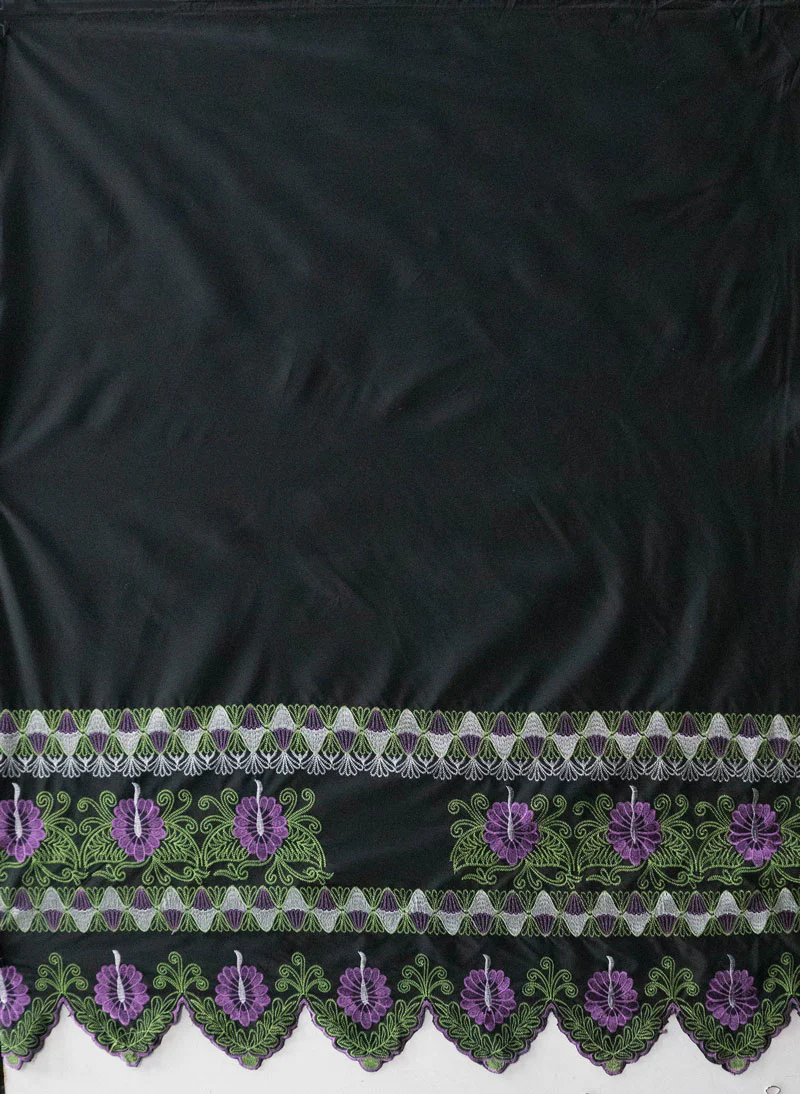 Double Anthurium Embroidered Border Polyester Fabric | Islands Fabric - Image 4
