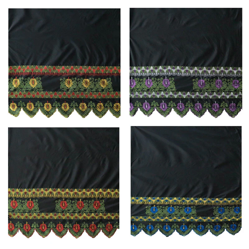 Double Anthurium Embroidered Border Polyester Fabric | Islands Fabric - Image 5