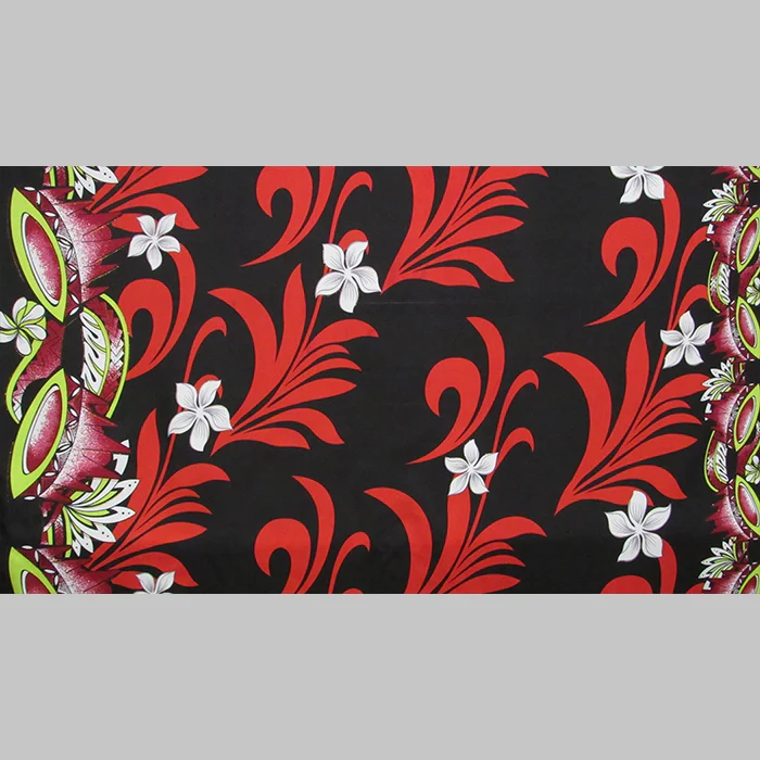Kava Bowl Tiare Palm Leaves Double Border Polyester Fabric | Islands Fabric - Image 5