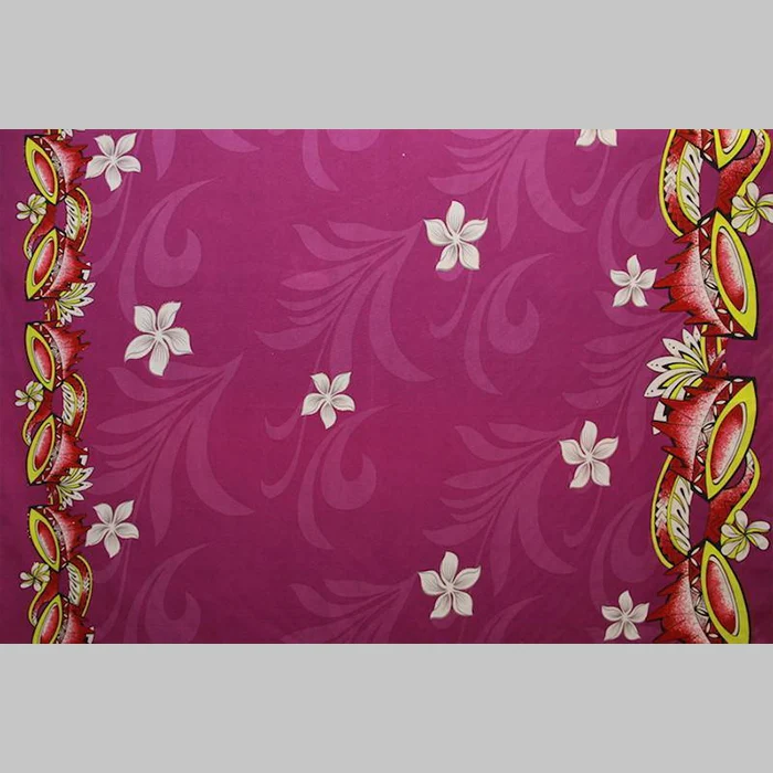 Kava Bowl Tiare Palm Leaves Double Border Polyester Fabric | Islands Fabric - Image 9