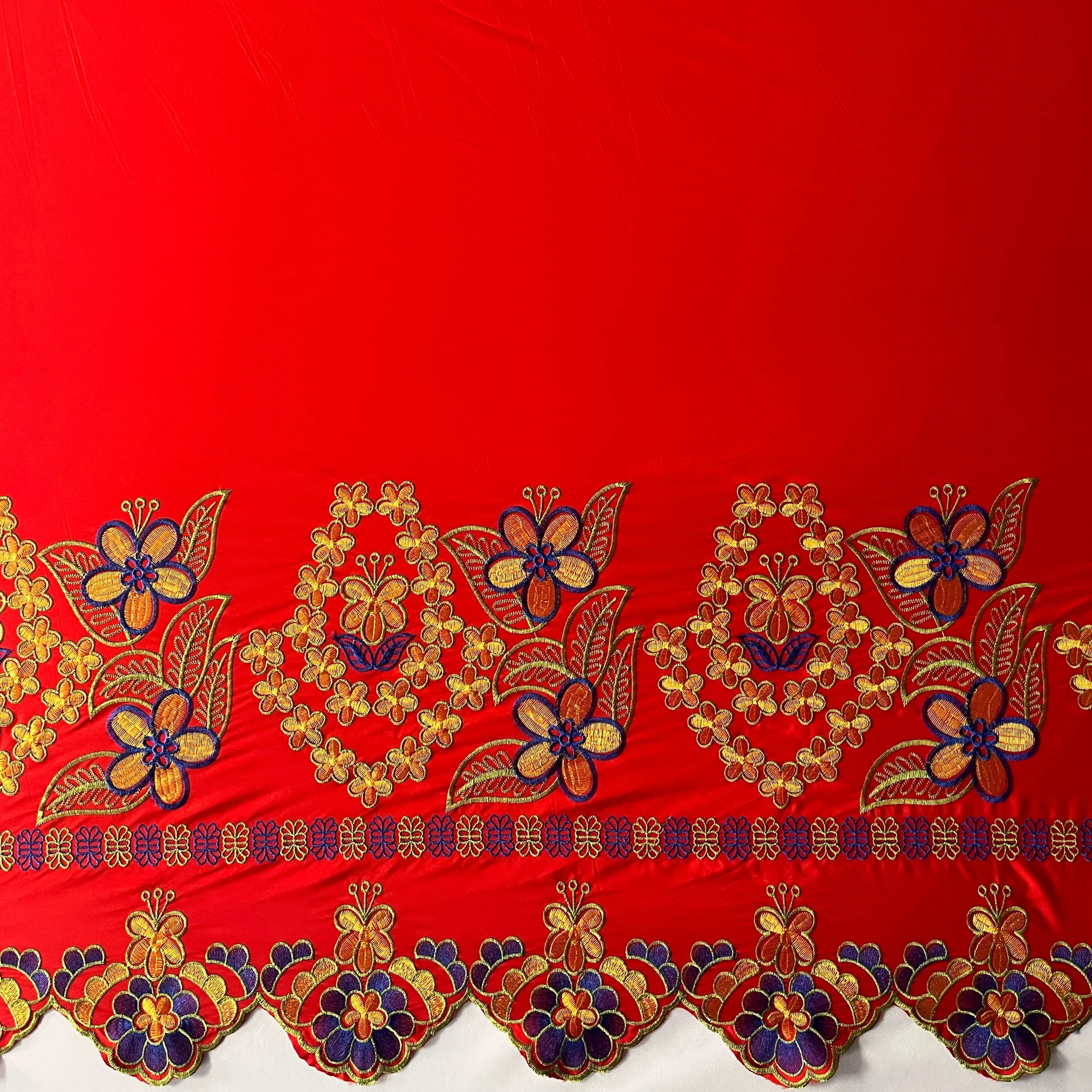 Floral Embroidered Border Polyester Fabric| Islands Fabric - Image 5